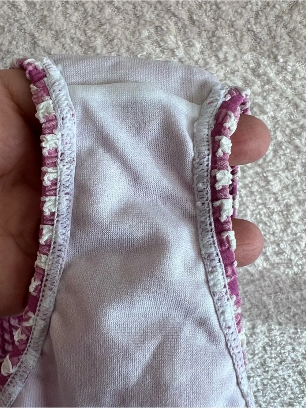 Janie And‎ Jack Two Piece Bikini Set Seersucker Purple White Bathing Suit Size 8